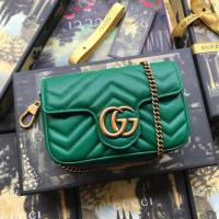 Gucci女包 476433 古馳GG Marmont迷你鏈條包 復古金色五金 Gucci全皮小號女包  gqy1150