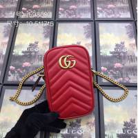 Gucci女包 598597 古馳2020新款女包 Gucci大紅色牛皮手機包  gqy1158