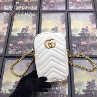 Gucci女包 598597 古馳2020新款女包 Gucci米白色牛皮手機包  gqy1159