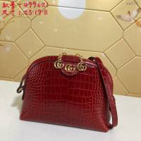 Gucci女包 499621 古馳ophidia鱷魚紋牛皮系列 Gucci黑色貝殼女包  gqy1191