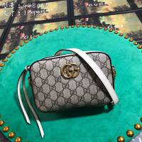 Gucci女包 448065 古馳Marmont迷你小號相機包 Gucci白pvc皮單肩斜挎包  gqy1828