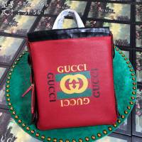 Gucci雙肩包 523586 古馳LOGO印花小號束帶背包 gucci真皮女士後背包  gqy2118