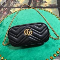 Gucci經典款女包 546581 古馳GG Marmont系列 Gucci全新迷你黑色風琴包  gqy2440