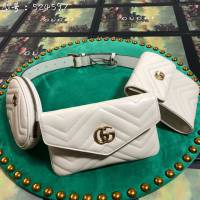 Gucci腰包 524597 古馳Gucci marmont 三合一多功能組合腰包 古奇白色皮革女腰包  gqy2516