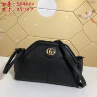 Gucci經典款女包 524620 古馳GUCCI新品REBELLE小號復古風格購物袋 古奇黑色全皮手提包  gqy2905