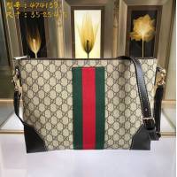 Gucci專櫃款男包 474139 古馳Gucci GG Supreme高級人造革扁平郵差包 Gucci男士單肩斜挎包  gqy3061