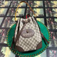 Gucci雙肩包 473875 Gucci古奇2018新款復古抽繩雙肩包 古馳女後背包  gqy3134