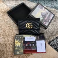 Gucci經典款錢夾錢包 474802 古馳原單GG marmont三折短錢包 Gucci女士短夾零錢包  gqy3613