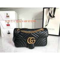 Gucci經典款女包 443497 古馳鏈條單肩斜挎包 gucci經典款黑色牛皮女包  gqy3977