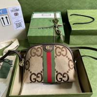 gucci專櫃新款棕色大G帆布手袋 古馳meo vintage斜挎貝殼包 jcp1737