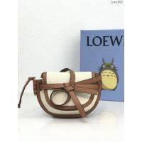 Loewe專櫃2022新款帆布配皮馬鞍包 羅意威MiniGateDual手袋斜挎女包腰包胸包 10121 lyw1092