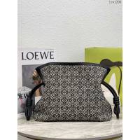 Loewe專櫃2022新款Anagram提花布小牛皮肩背女包 羅意威Flamenco clutch系列升級版福袋大號 10856 lyw1208