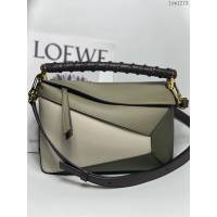 Loewe專櫃2022春秋新款羅意威Puzzle女款系列小號巧克力拼色編織手提肩背包 3001A lyw1273