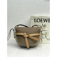 Loewe專櫃2022新款全皮拼色馬鞍包 羅意威MiniGateDual手袋 男女款單肩斜挎腰包胸包 10183 lyw1288