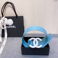 Chanel經典款女士皮帶 香奈兒cc烤漆logo扣雙面可用小牛皮腰帶  jjp1150