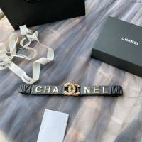 Chanel經典款女士皮帶 香奈兒cc經典logo扣精品彈力扣腰帶  jjp1156