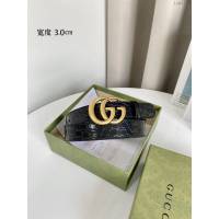 Gucci經典雙G皮帶 古奇鱷魚紋頭層牛皮腰帶  jjp2773