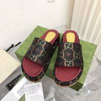 gucci2022新款女士一字拖鞋 古馳Summer最新限量厚底拖鞋 dx1128