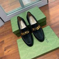 gucci金屬鏈條樂福鞋 古馳最新中古風單鞋女士皮鞋 dx1684